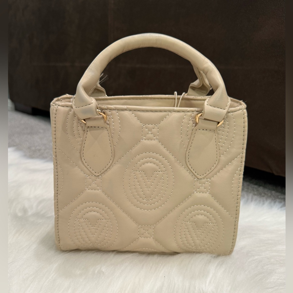 Valentino Orlandi Cream Quilted Top-Handle Crossbody Bag